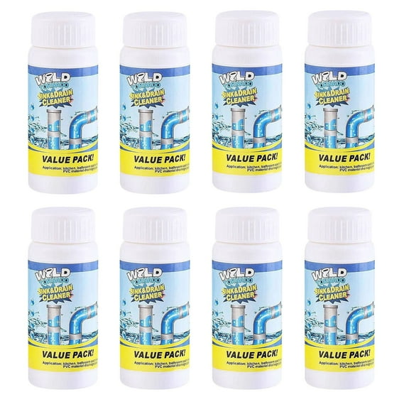 Mbvtdt Drain Cleaner,Powerful Sink and Drain Cleaner Powder Fast Foaming,Drain Clog Remover,Household Drain Cleaning Product,Wild Tornado Sink and Drain Cleaner(8pcs)