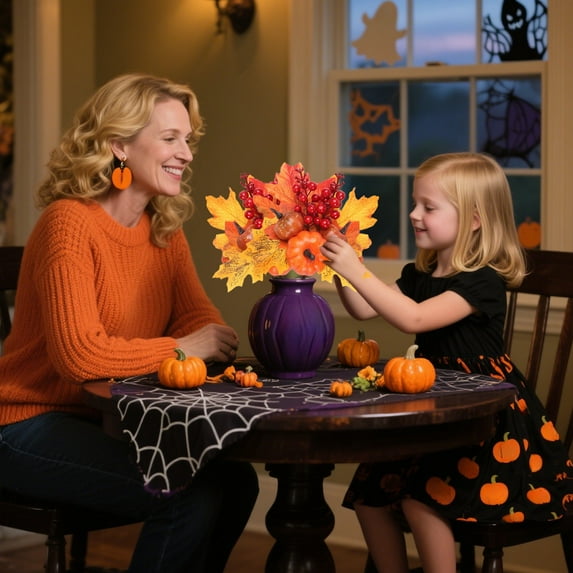 Mbvtdt Fall Artificial Flowers Decoration,Maple Leaf Stem Pumpkin Branch Sunflower & Berries for Thanksgiving Home,Kitchen,Festival Decoration