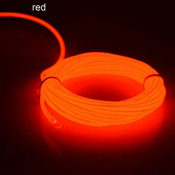 Mbvtdt Flexible LED EL Wire String,5M 16.4ft Portable Neon Light Strip,USB Battery Operated 360° Cuttable Glowing Rope Lights For Party Halloween DIY Car Room Decoration,Red