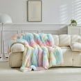 thumbnail image 1 of Mbvtdt Fuzzy Faux Fur Throw Blanket with Tie Dye Pattern and Luxurious Super Soft Construction, Warm Fluffy Blanket and Super Soft Rainbow Blanket for Girls for Bed Couch Comfort, 1 of 9