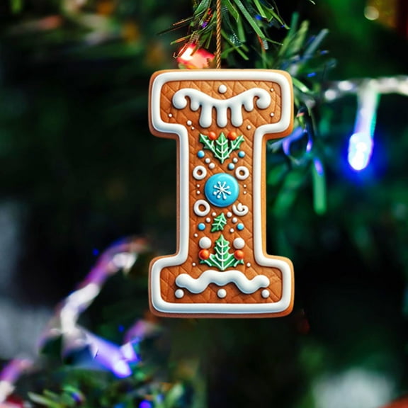 Mbvtdt Gingerbread Alphabet Ornaments For Christmas Tree,26 Initial Candy Cane Letter Pendants,DIY Personalized Christmas Letters Ornaments With Festive Holiday Design,I