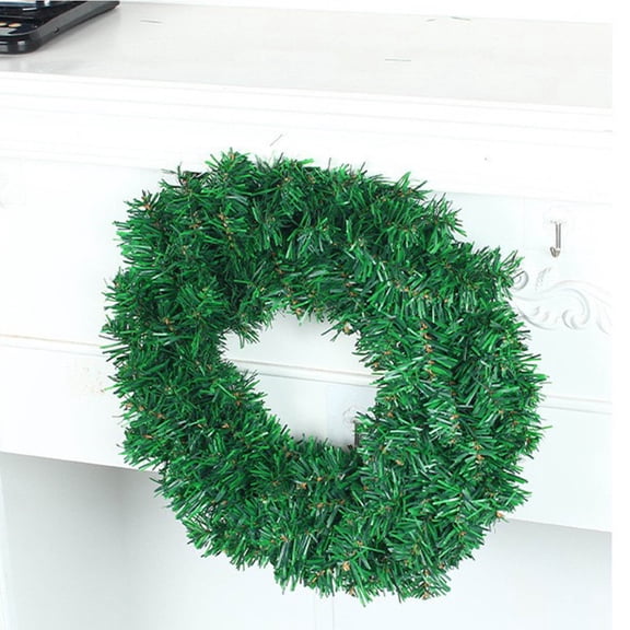 Mbvtdt Green Christmas Wreath for Front Door,18-Inch PVC Artificial Pine Wreath,DIY Plain Rattan Wreath for Wall,Window,Indoor Outdoor Holiday Decoration