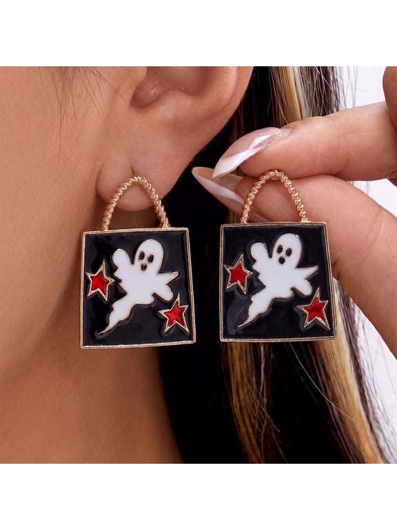 Halloween Dangle Earrings, Ghost Pumpkin Tree Statement Jewelry, Spooky Party Accessories, Cute Women Costume Earrings, Fashion Decoration