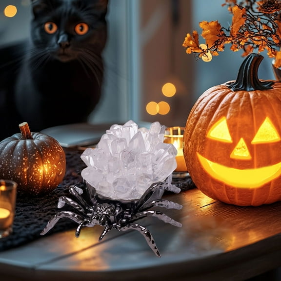 Mbvtdt Natural Crystal,Amethyst Gravel White Crystal Desktop Decoration,Halloween Gift Collectible Stone Ornament,Unique Spiritual Reiki Decoration for Tabletop or Shelf Display