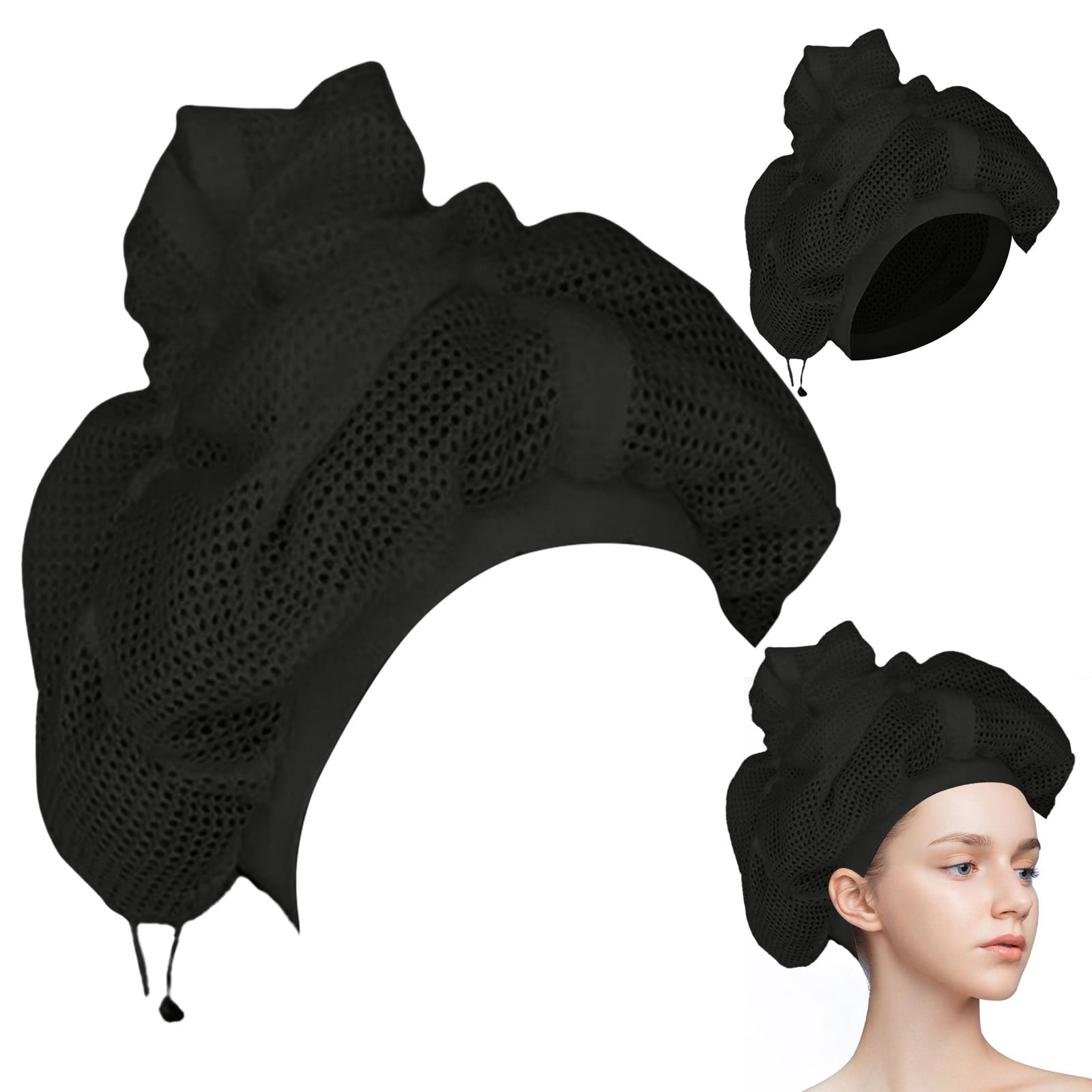 Mbvtdt Net Plopping Cap for Drying Curly with Drawstring - Adjustable Curly  Hair Net Plopping Net 