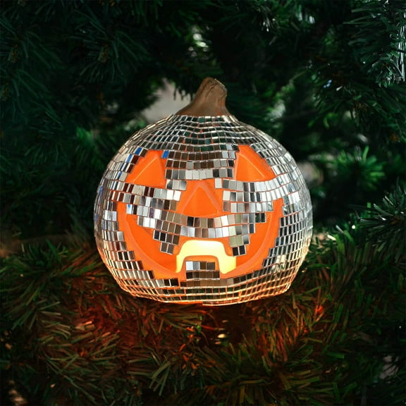 Mbvtdt Pumpkin Decorations and Disco Halloween Decor,Mirror Pumpkin Lanterns,Hanging Pumpkin Ornaments for Party Festival Decor