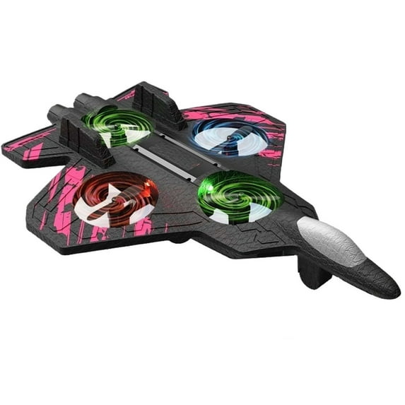 Mbvtdt Skyriders Rc Jet,Foam Remote Control Fighter Jet Airplane with 360° Flips & LED Lights,Christmas Remote Control Helicopter,Stunt Roll,Durable Drop-Resistant Jets Drone for Kids & Adults,Pink