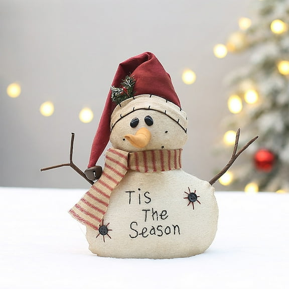 Mbvtdt Standing Christmas Snowman, Branches Cloth Snowman Doll with Hat for Desktop Decoration, Holiday Ornaments for Seasonal Home Decor