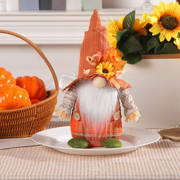 Mbvtdt Thanksgiving Plush Dwarf, Stuffed Cotton Doll Tabletop Decoration, Autumn Holiday Centerpiece for Room Ambiance