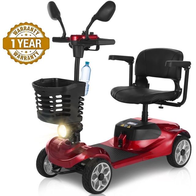 Mbxcooter 15 Miles 4-Wheel Mobility Scooter for Adults/Seniors, 350W Powered Electric Wheelchair Device w/360WH Battery, Foldable Design, 300LBS Capacity, Cup Holder, Compact & Portable for Elderly
