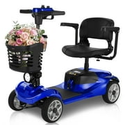 Mbxcooter 15 Miles 4-Wheel Mobility Scooter for Adults/Seniors, Foldable Compact Elderly Scooter with Removable Basket, Cup Holder, 350W Powered Electric Wheelchair Device w/360WH Battery