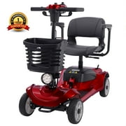 Mbxcooter 15 Miles 4-Wheel Mobility Scooter for Adults/Seniors, Foldable Compact Elderly Scooter with Removable Basket, Cup Holder, 350W Powered Electric Wheelchair Device w/360WH Battery