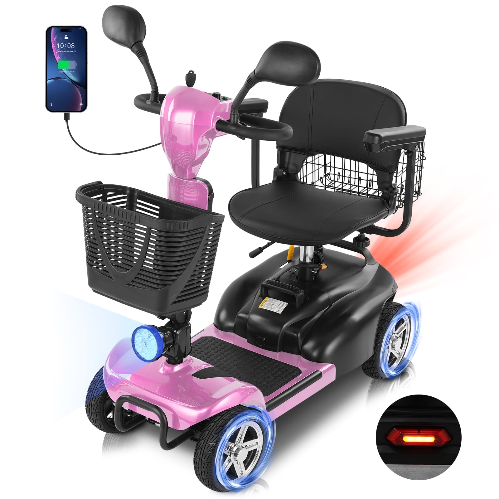 Walmart Black Friday Deals 2025 - Mbxcooter 4 Wheel Mobility Scooter for Adults/Seniors,15-45 Miles Folding Electric Mobility Scooter,350W Electric Powered Wheelchair Device,Long Range Power Extended Battery,Dual Baskets