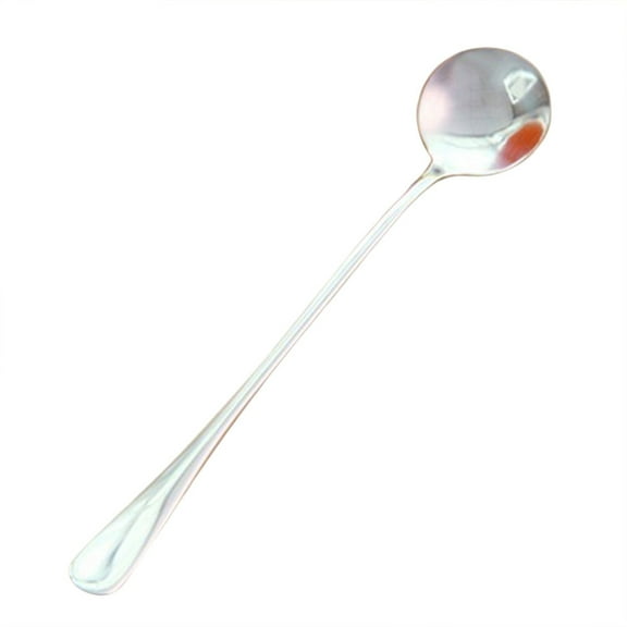 Mbxm Korean Creative Stainless Steel Long Handle Round Spoon,Tea Coffee Spoons Ice Cream Cutlery Stainless Steel Nt for Mothers Milks Tea Mixing Cocktail Stirring Coffee Milkshake Cold Drink