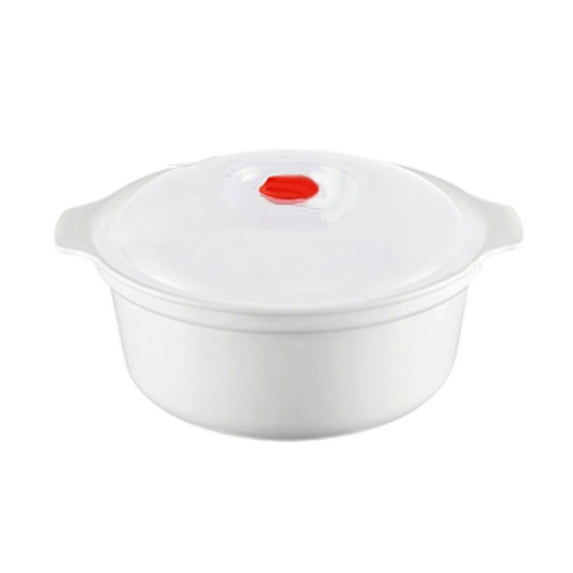 Mbxmh Microwave Heating Soup Bowl Hot Rice Steaming Box White Small,For Noodle Bowl Storage Plate Soup Bowl with Handle,Easy to Store,Microwave Cookware Kitchen College Dorm