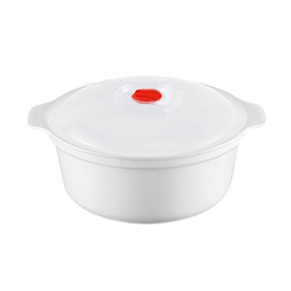 Mbxmh Microwave Heating Soup Bowl Hot Rice Steaming Box White Small,For Noodle Bowl Storage Plate Soup Bowl with Handle,Easy to Store,Microwave Cookware Kitchen College Dorm