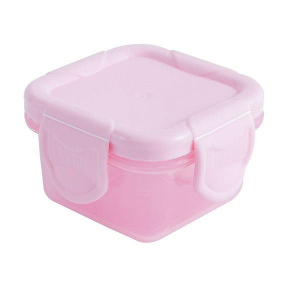 Mbxmh Mini Food Grade Thick Sealed Fresh-Keeping Container 60Ml Pink,Plastic Food Storage Containers with Lids,Small,Square School Lunch Containers for Children,Leftover Food Containers