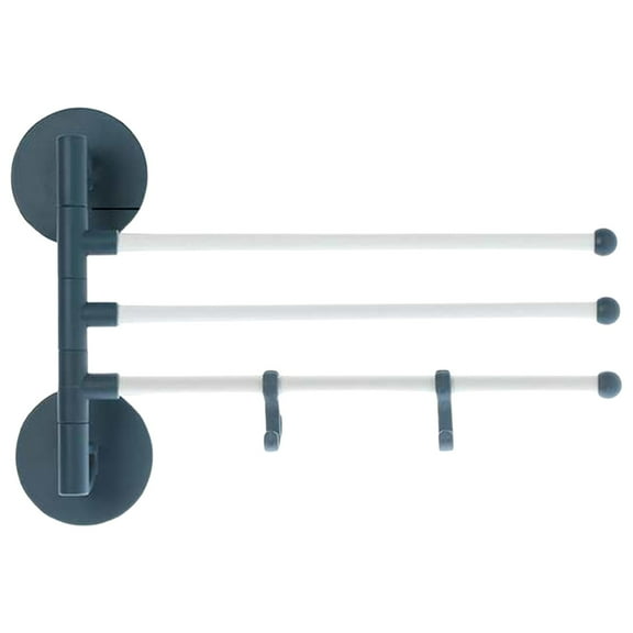 Mbxmh Rotatable 360° Rotating Towel Rack Dark Blue,Without Drilling Bathroom and Toilet Storage Rack,Multi Pole Wall Mounted Stainless Rotating Household Multi Functional Storagetowel Rack
