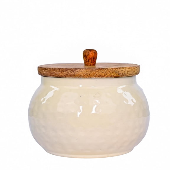 MbyM Ceramic-Coated Airtight Jar with Wooden Lid | Kitchen Canister for Pickles, Achar, Cookies, Namkeen & Dry Fruits | Stylish Storage Solution for Kitchen Organization
