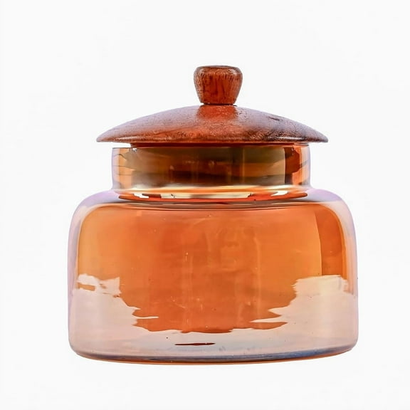 MbyM Golden Glass Jar with Wooden Lid | Kitchen Canister for Pickles, Achar, Cookies, Namkeen & Dry Fruits | Stylish Storage Solution for Kitchen Organization