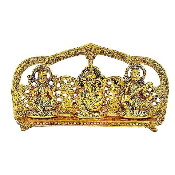 MbyM Laxmi Ganesh Saraswati Darbar God Idol Statue/Laxmi Ganesh Saraswati murti Made Metal for Diwali Pooja