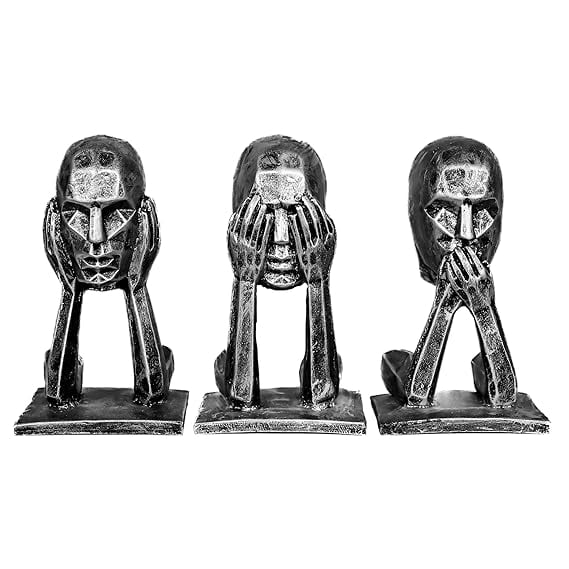 MbyM Wise Man Showpiece Set of-3 | Beautiful Sculpture for Home Decor, Living Room, Office Desk | Gift Item, Stunning Statue Sculpture Decorative Items (Speak)