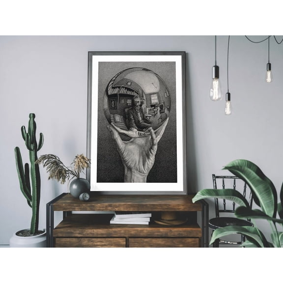 Mc Escher Hand With Reflecting Sphere Art Print Optical Illusion Drawing