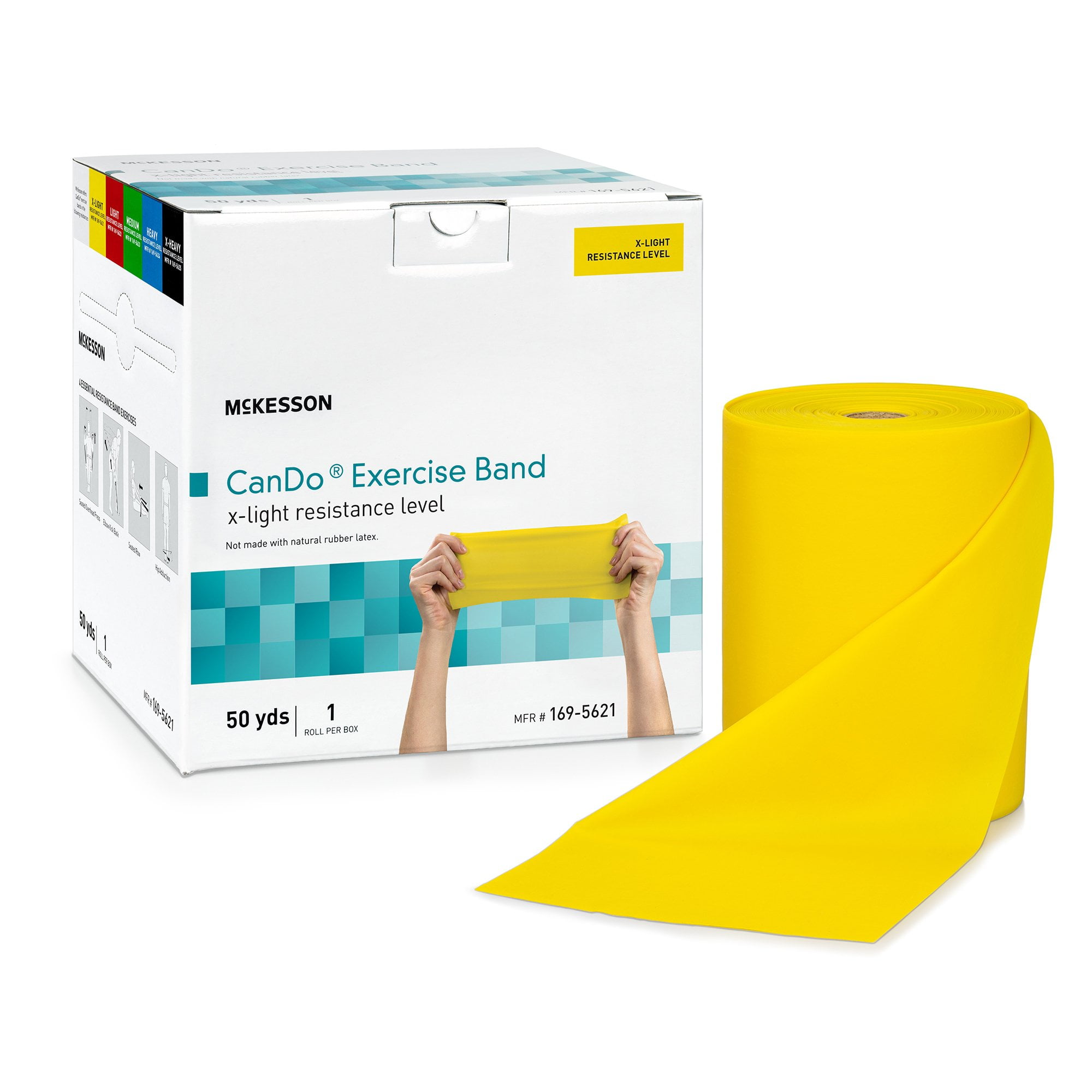 McKesson CanDo Exercise Resistance Band Yellow X-Light Resistance 5" x 50 Yd. 169-5621, 1 Each