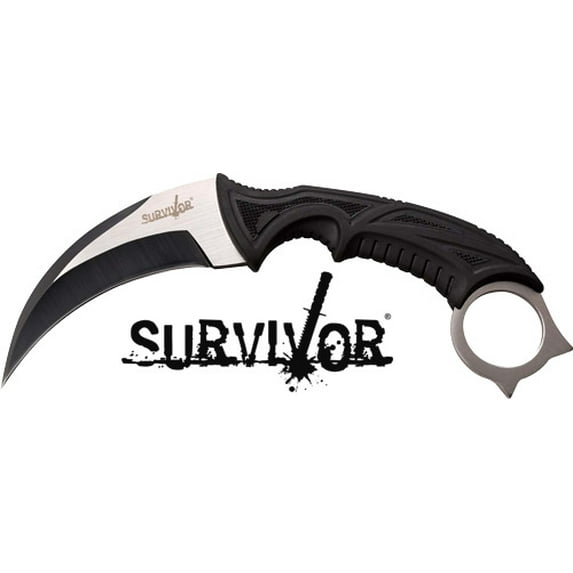 Mc Survivor 4" Hawkbill Blade - W/sheath Black/stonewash