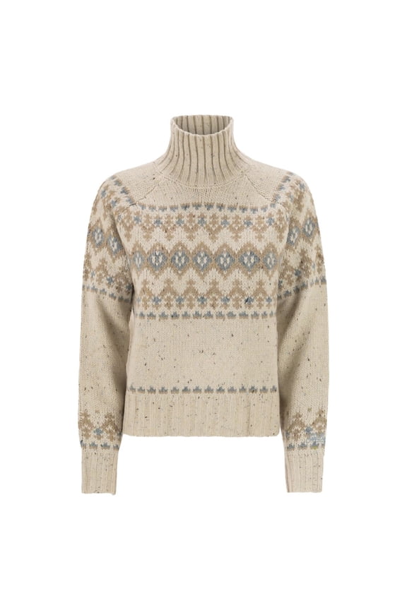 Fair Isle Knit Sweater With Ribbed Turtleneck (Women's)