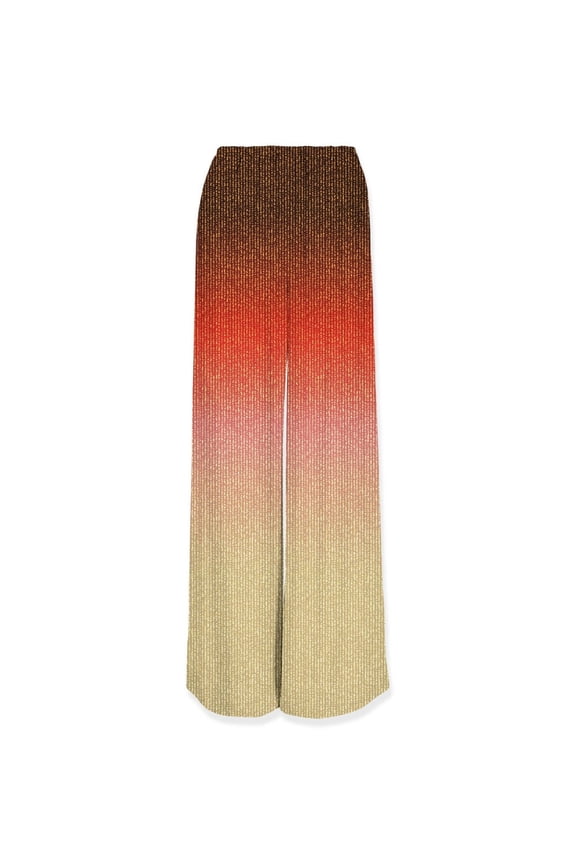 Gradient Knit Wide-Leg Pants With Ribbed Texture (Women's)