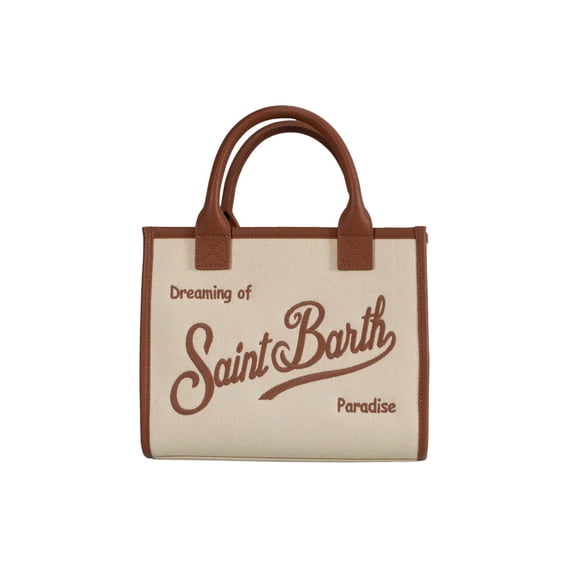Mc2 Saint Barth Women's Rectangular Cream Canvas Tote Bag Grey