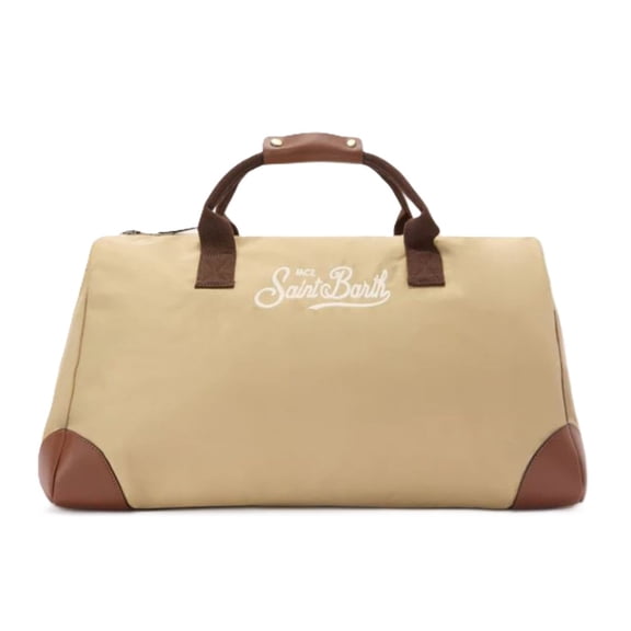 Mc2 Saint Barth Women's Spacious Rectangular Duffle Bag With Leather Accents Neutrals