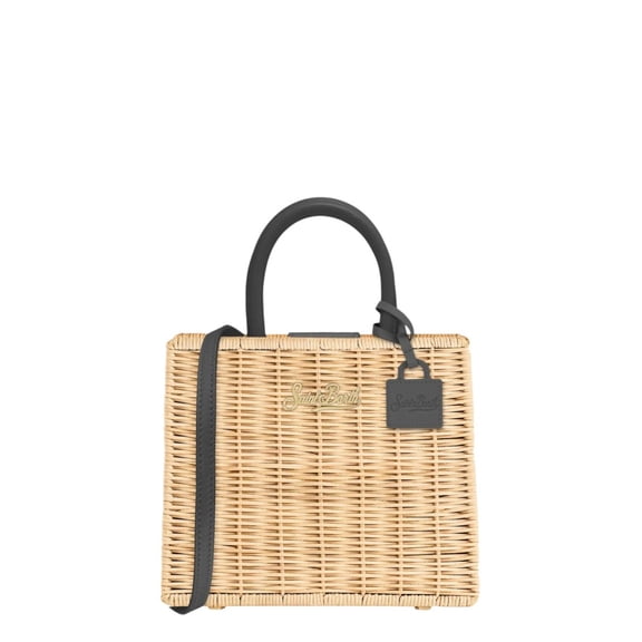 Mc2 Saint Barth Women's Structured Rectangular Handbag With Smooth Rounded Handles Neutrals