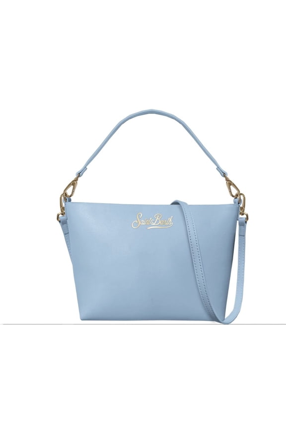 Women's Trapezoidal Light Blue Handbag With Gold-Tone Accents Blue