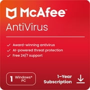 McAfee® AntiVirus Internet Security Software for 1 Device, Windows PC, 1-Year Subscription (Digital Download)