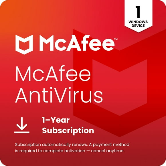 McAfee AntiVirus (Windows) 2025 - 1 Device - 1-Year Subscription with Auto-Renewal (Digital Download)