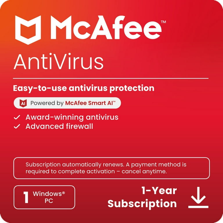▷ McAfee Antivirus for PC / 1 Device / 3 Years