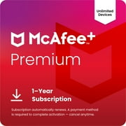McAfee®+ Premium Individual Antivirus and Internet Security Software for Unlimited Devices (Windows®/Mac®/Android/iOS/ChromeOS) 2026, 1-Year Subscription with Auto-renewal [Digital Download]