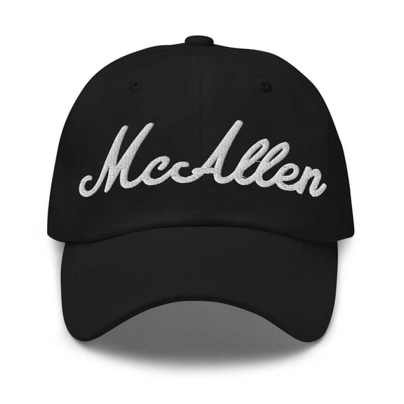 McAllen Baseball Cap McAllen Dad Hat Bold Script Nebraska NE Hat Embroidered Souvenir Gift Black