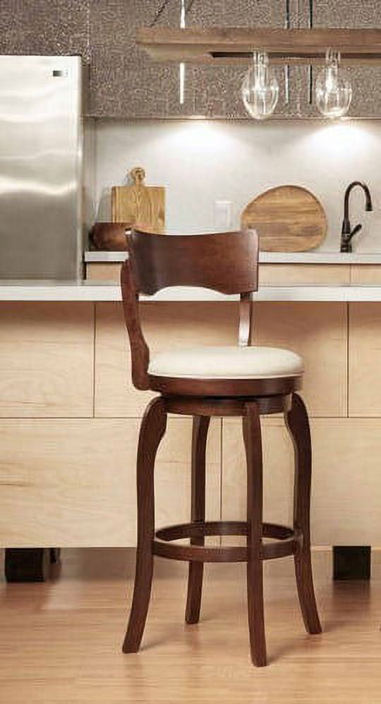 McAllister Brown Oak High Back Swivel Seat Bar Stool, Beige Linen