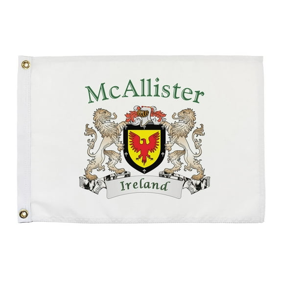 McAllister Irish Coat of Arms Small White Flag - 16"x10.5" inches