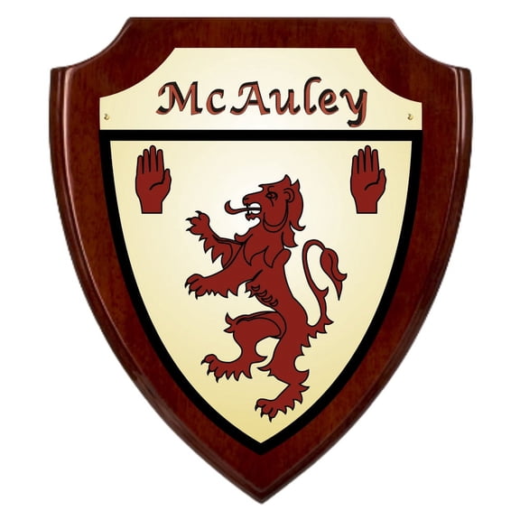 McAuley Irish Coat of Arms Shield Plaque - Rosewood Finish