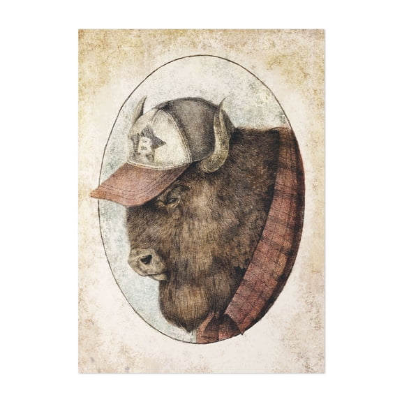 McBison - Drawing Humor Rustic Farmhouse Vintage Pop Art Surrealism Unframed Wall Art Print 4 x 6 inches
