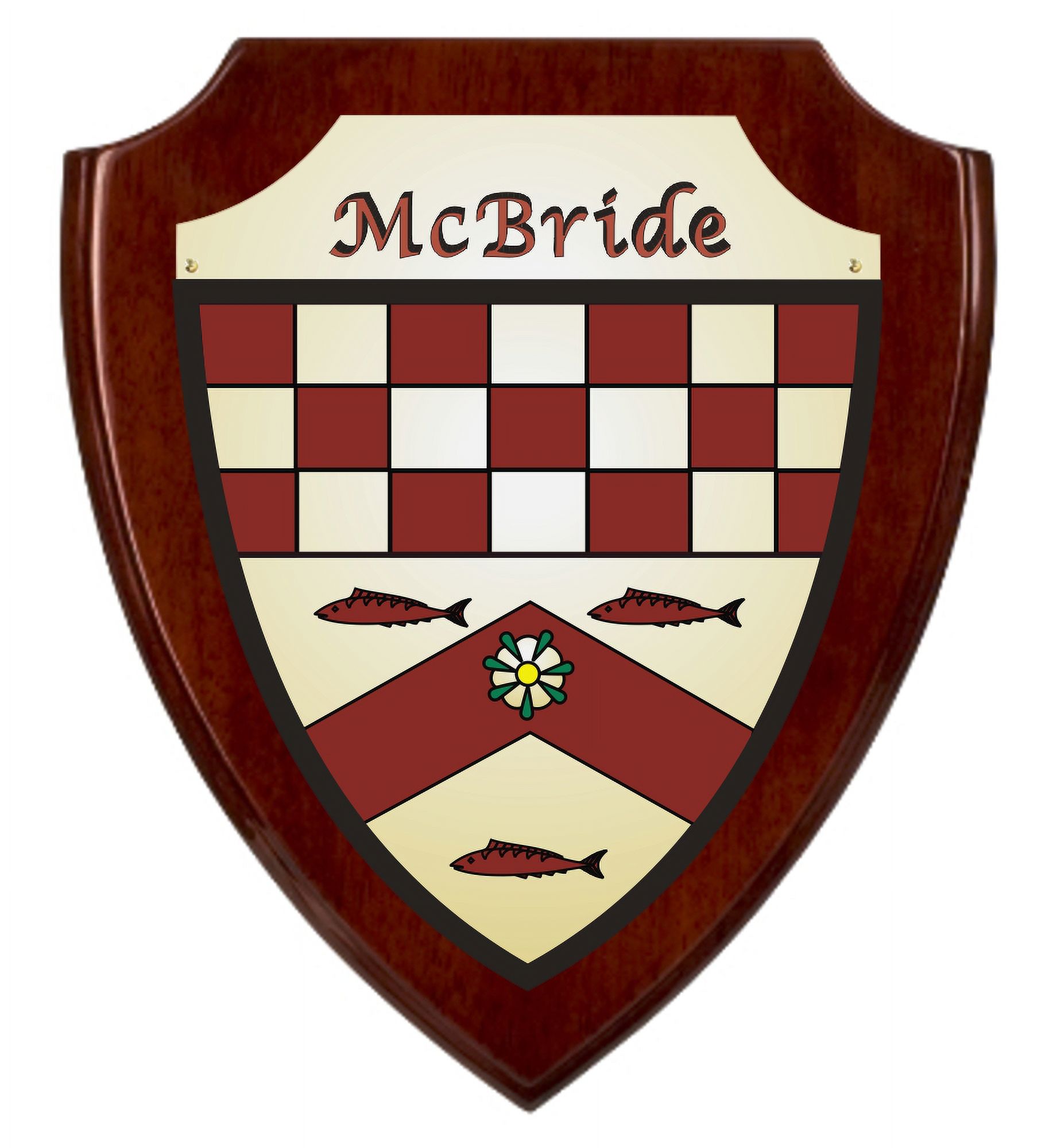 McBride Irish Coat of Arms Shield Plaque - Rosewood Finish