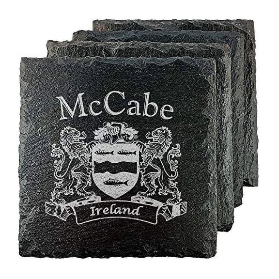 McCabe Irish Coat of Arms Slate Coasters - Set of 4