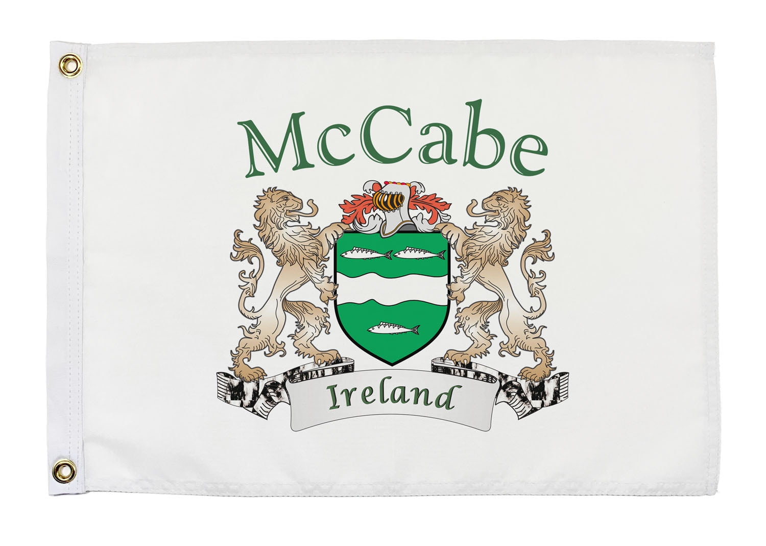 Mccabe Irish Coat Of Arms Small White Flag 16x105 Inches