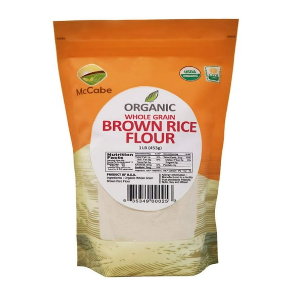 McCabe Organic Brown Rice Flour - Brown Rice Flour Organic | Rich with Fiber & Minerals | USDA and CCOF Certified | Product of USA | 1Lb