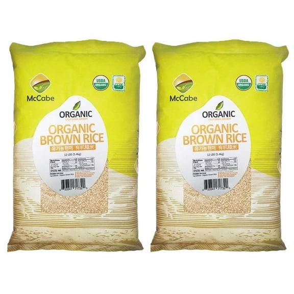 McCabe Organic Brown Rice - Non-GMO, Fragrant Long-Grain Variety | CCOF Certified | Product of USA | 24 lbs (2 Bags of 12 lbs)