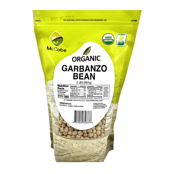 McCabe Organic Garbanzo Bean -Chickpeas | Rich with Fiber & Minerals | USDA and CCOF Certified | Packed in USA | 2Lbs